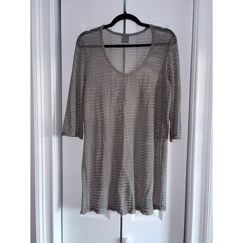 Vintage Y2K Dream Beach Taupe Knit Swim Cover Up Made in USA Size Large